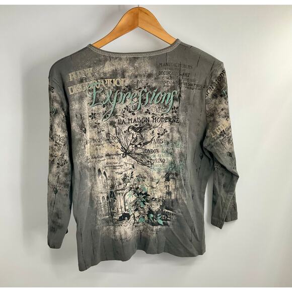 CACTUS Vintage 90s Y2K Top Whymsigoth Fairy Paris La Maison Art XL Made in USA - Picture 3 of 9